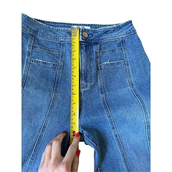 Free People Front Seam Flare Jeans size 29 Raw Hem Blue - Picture 5 of 10